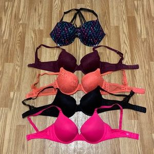 Lot of five 34D Push-up Bras